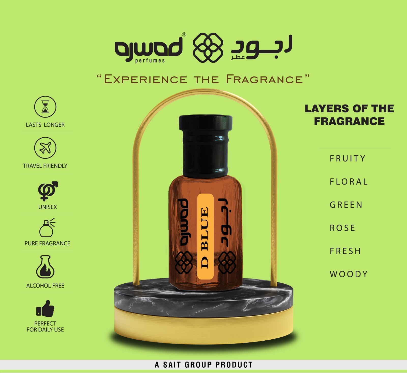 AJWAD D BLUE 6 ml Attar Roll-On for Women, Men Alcohol Free Attar Floral Attar (FLORAL) P