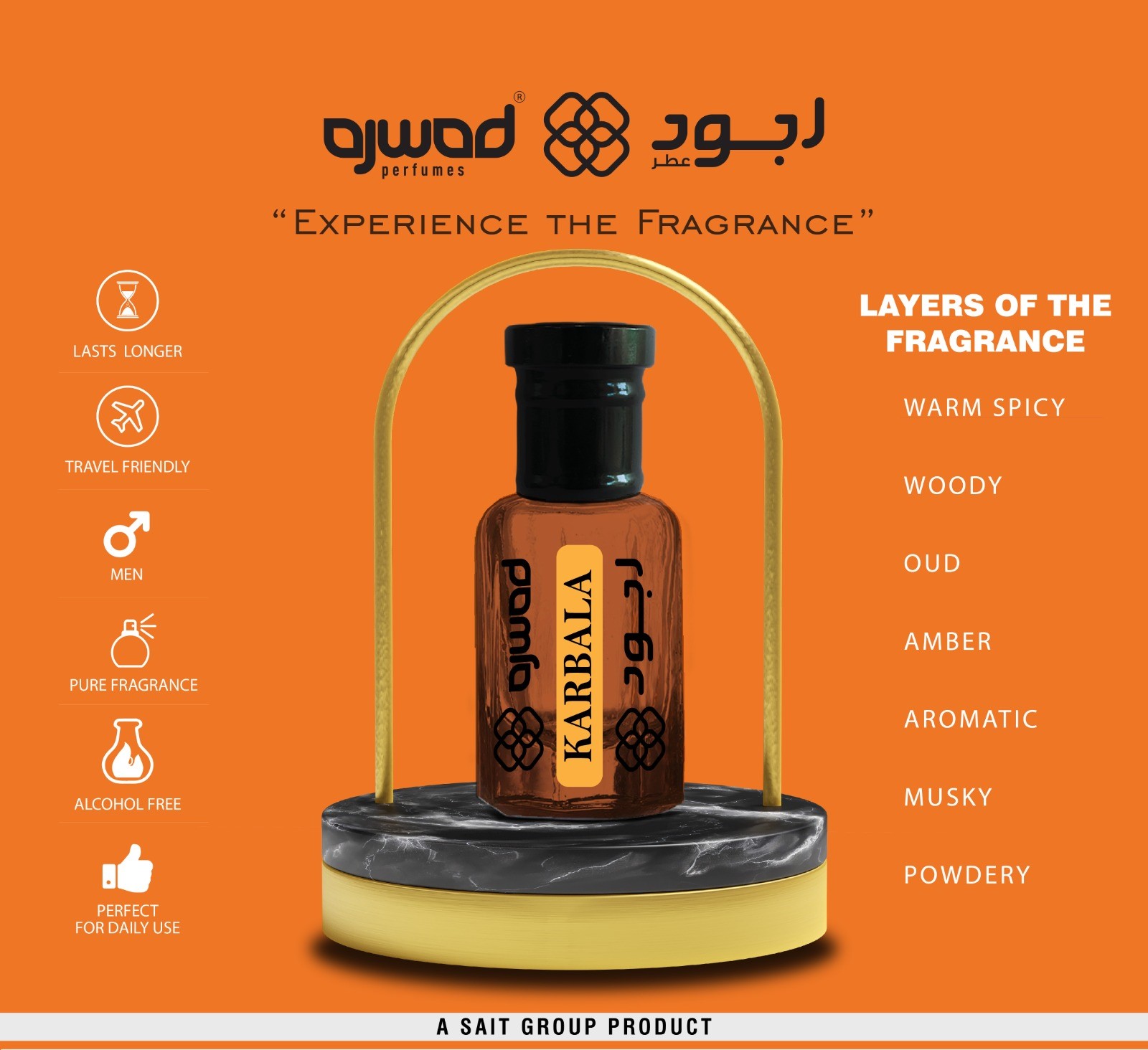 AJWAD KARBALA 6 ml Attar Roll-On for Men Alcohol Free Attar Floral Attar (ORIENTAL) P