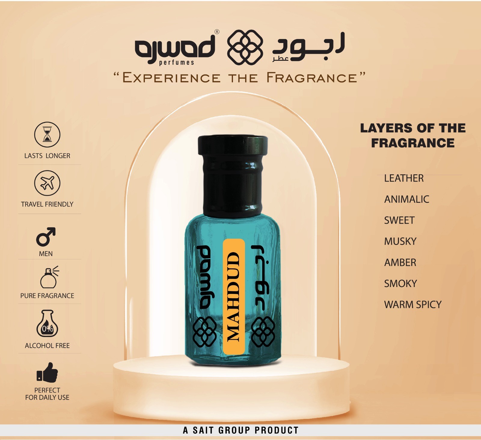 AJWAD MAHDUD 6 ml Attar Roll-On for Men Alcohol Free Attar Floral Attar (ORIENTAL) P