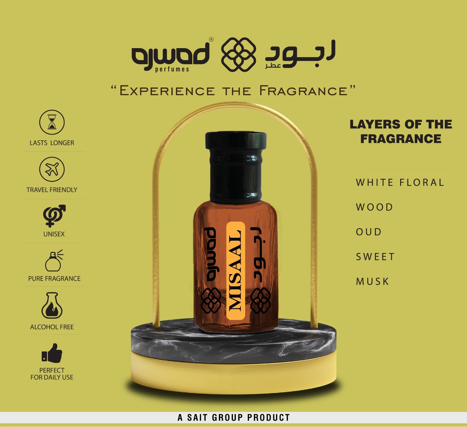 AJWAD MISAAL 6 ml Attar Roll-On for Women, Men Alcohol Free Attar Floral Attar (ORIENTAL) P