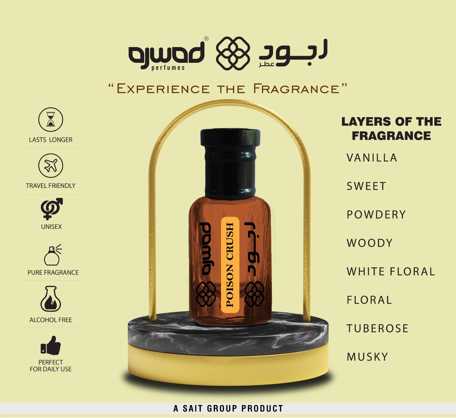 AJWAD POISON CRUSH 6 ml Attar Roll-On for Women, Men Alcohol Free Attar Floral Attar (ORIENTAL) P