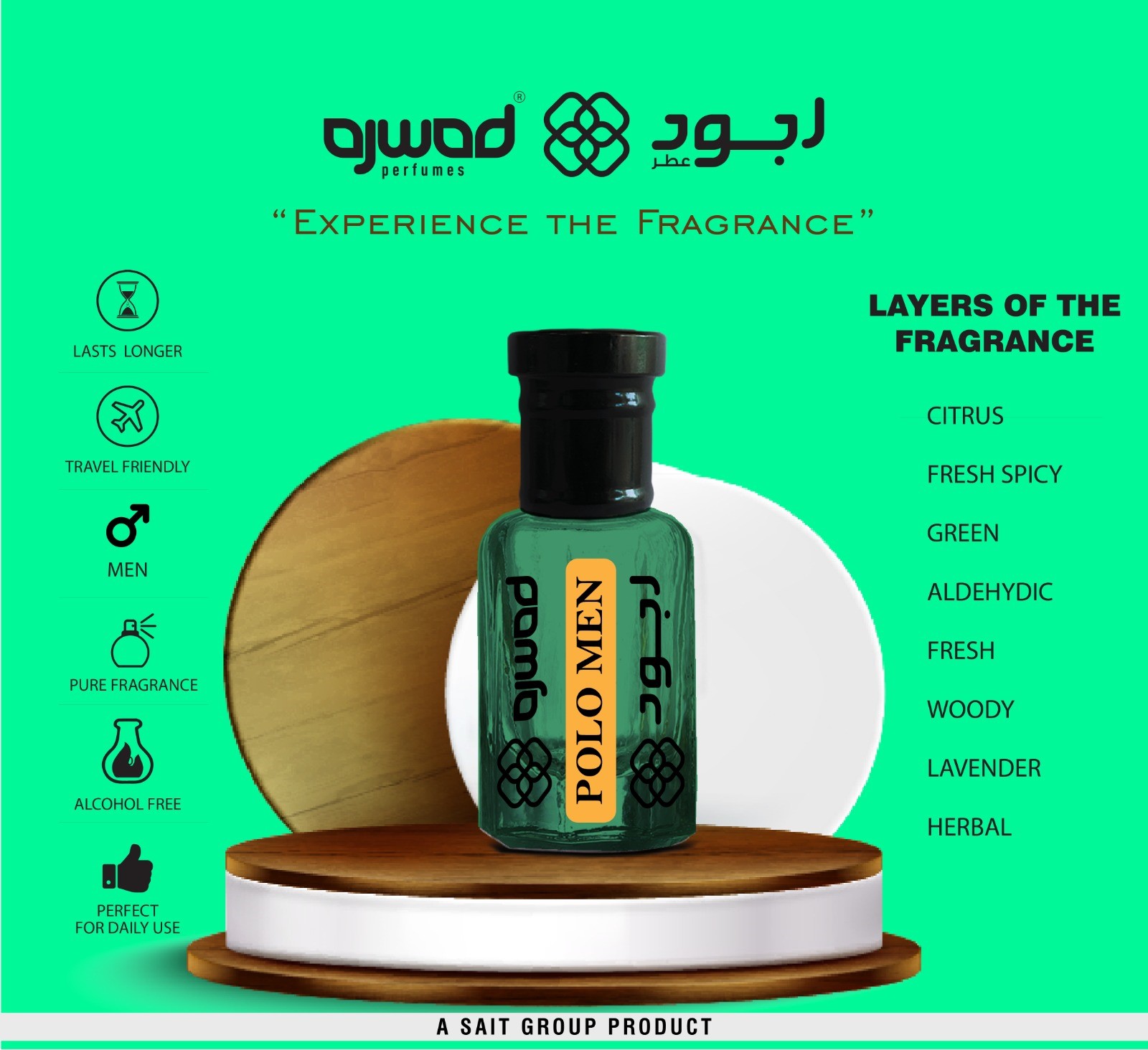 AJWAD POLO MEN 6 ml Attar Roll-On for Men Alcohol Free Attar Floral Attar (FRESH) P