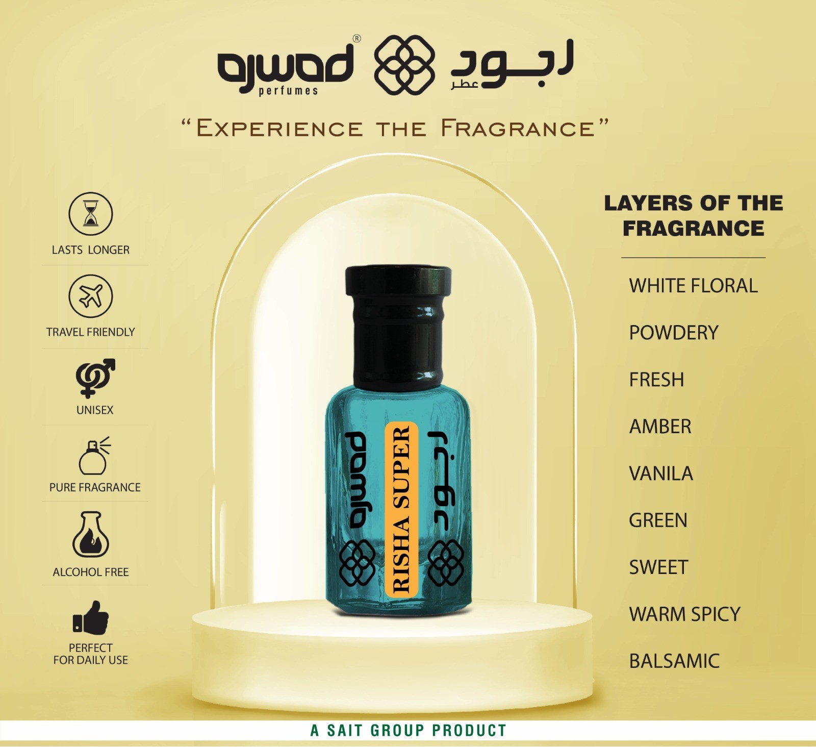 AJWAD RISHA SUPER 6 ml Attar Roll-On for Women, Men Alcohol Free Attar Floral Attar (ORIENTAL) P