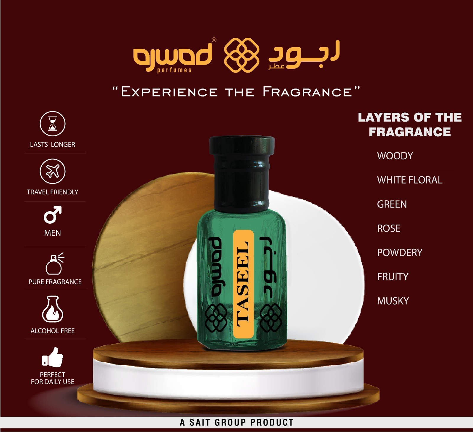 AJWAD TASEEL 6 ml Attar Roll-On for Men Alcohol Free Attar Floral Attar (ORIENTAL) P